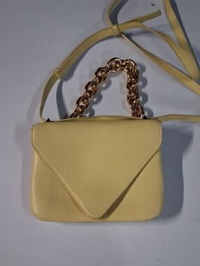 Bottega Veneta Yellow Leather Mount Envelope Top Handle Bag